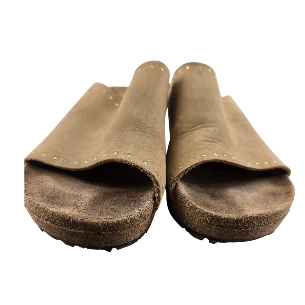 Papillio by Birkenstock Namica Suede Wedge Sandals Taupe Rivet EU 37 US 6 6.5